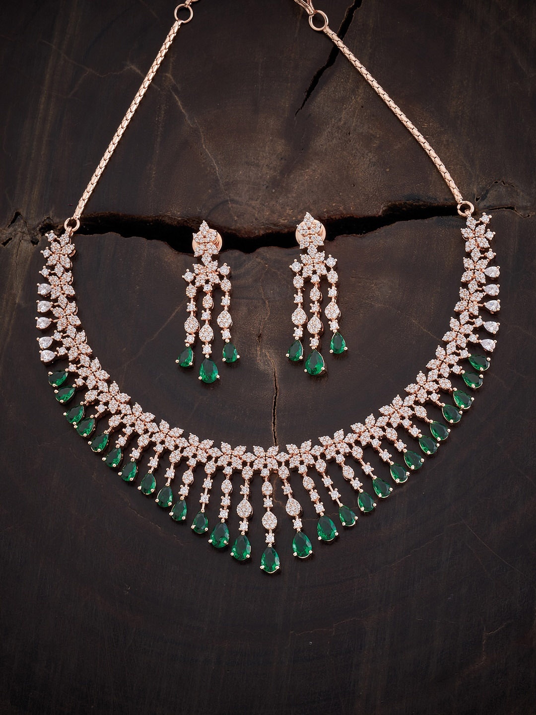 

Kushal's Fashion Jewellery Rose Gold Plated Cubic Zirconia Jewellery Set