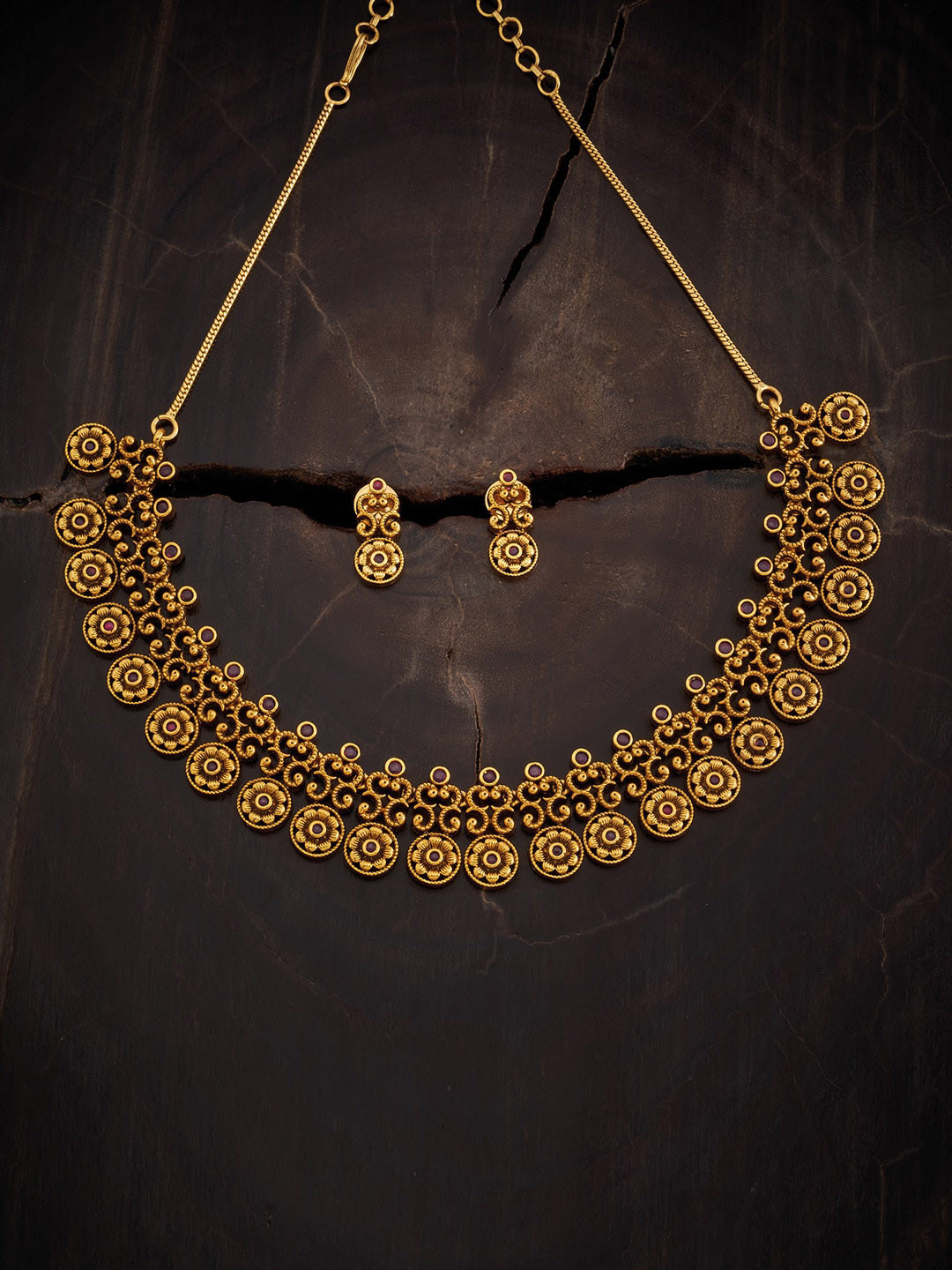 

Kushal's Fashion Jewellery Copper Necklace & Earrings, Gold