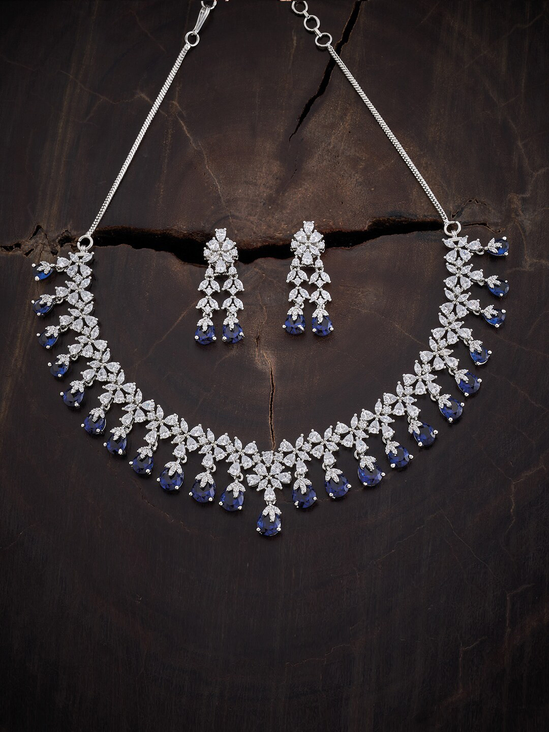 

Kushal's Fashion Jewellery Rhodium Plated Cubic Zirconia Jewellery Set, Silver