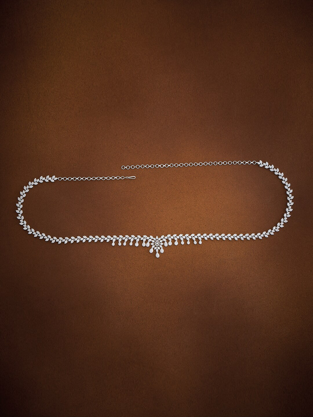 

Kushal's Fashion Jewellery Rhodium-Plated CZ-Studded Kamarbandh, White