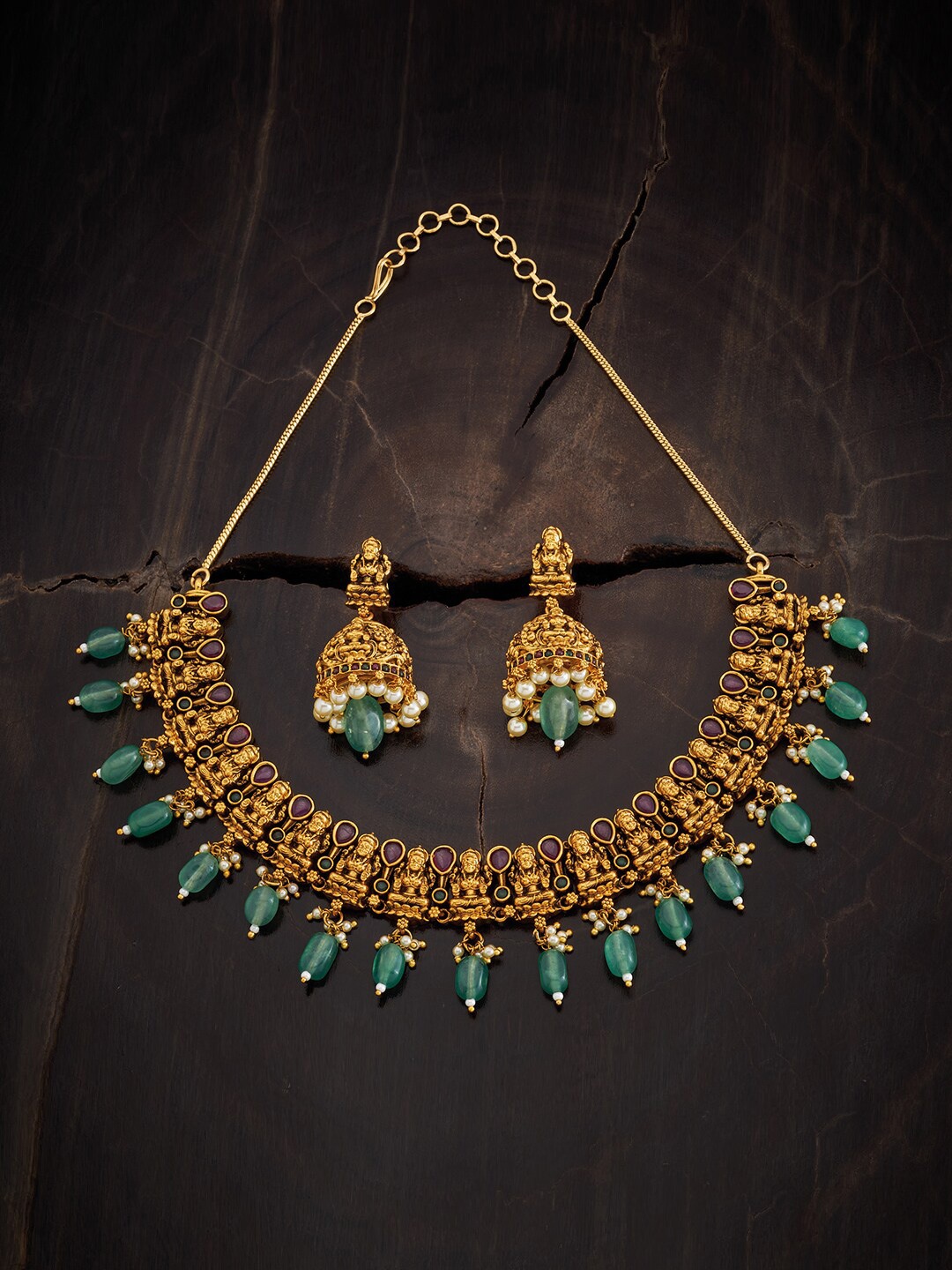 

Kushal's Fashion Jewellery Gold-Plated Stone-Studded Jewellery Set