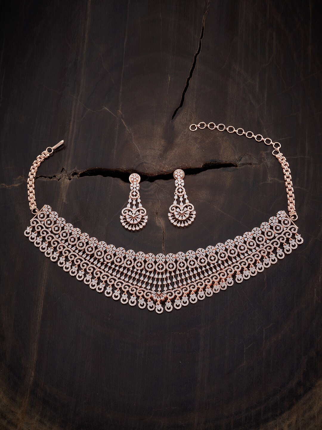 

Kushal's Fashion Jewellery Rose Gold-Plated CZ Jewellery Set