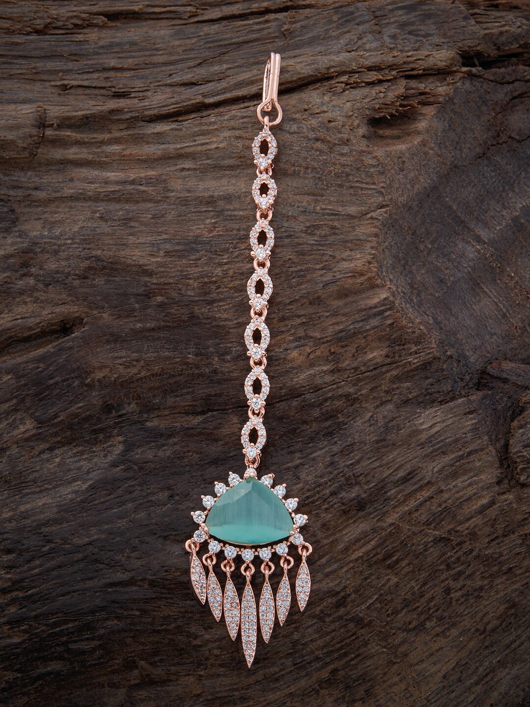 

Kushal's Fashion Jewellery Rose Gold-Plated CZ Studded Maang Tikka