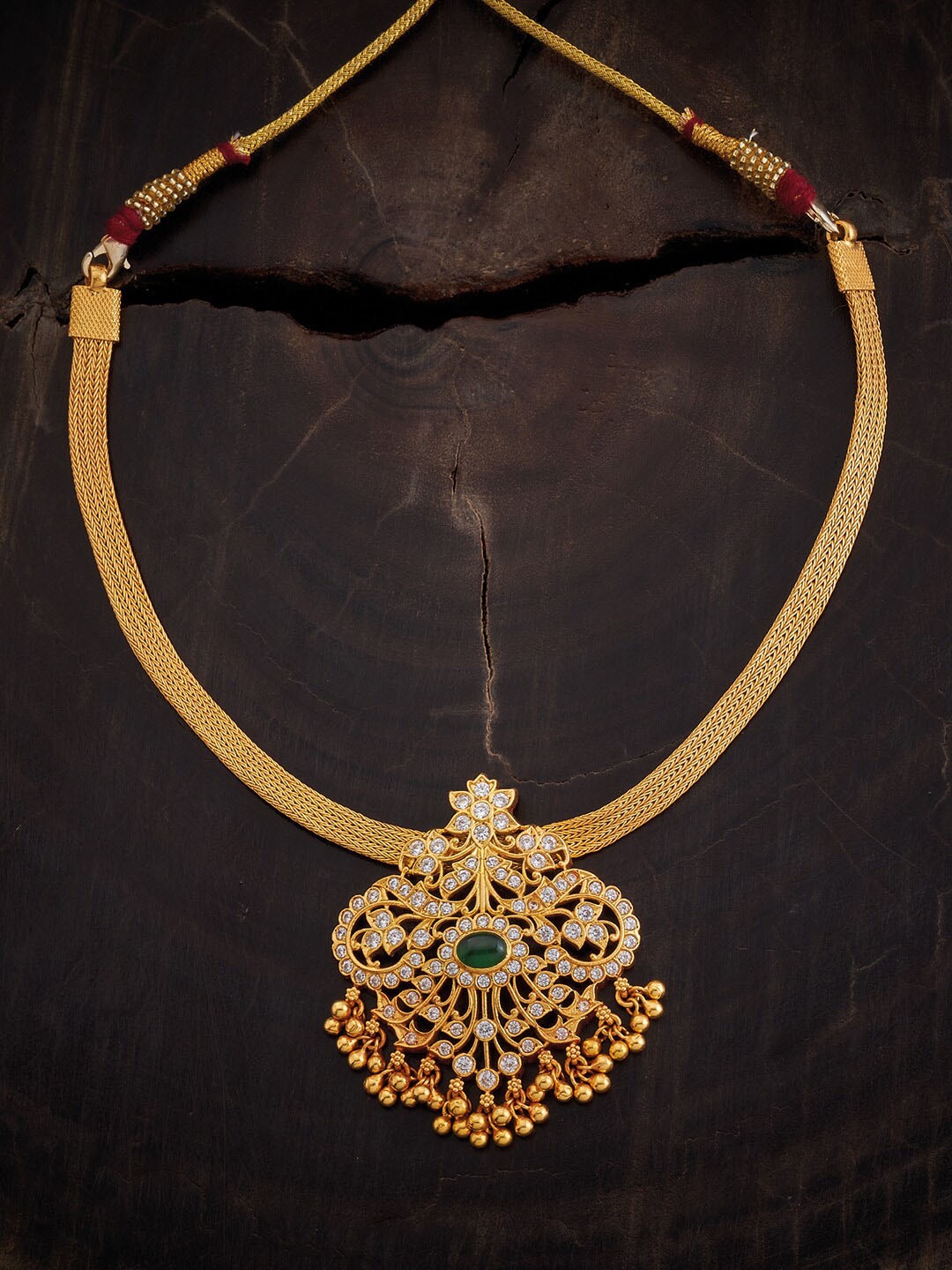 

Kushal's Fashion Jewellery Silver Gold-Plated Temple Necklace