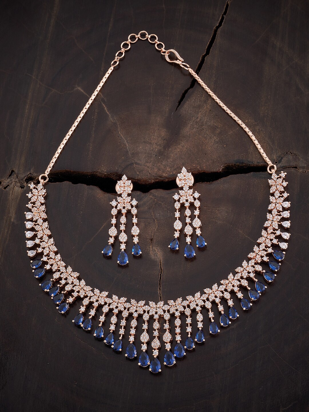 

Kushal's Fashion Jewellery Rose Gold-Plated Cubic Zirconia Studded Necklace Set