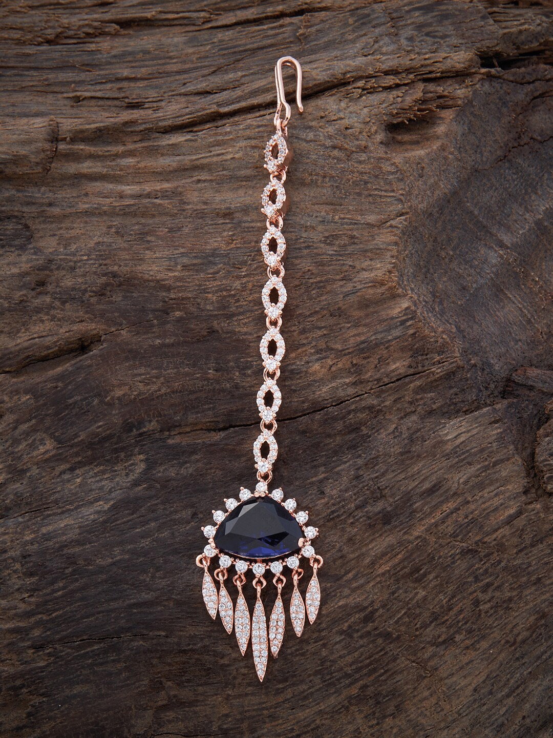 

Kushal's Fashion Jewellery Rose Gold-Plated CZ-Studded Maangtikka