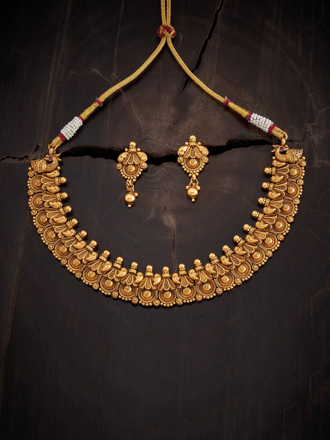 

Kushal's Fashion Jewellery Gold-Plated Antique Necklace Set