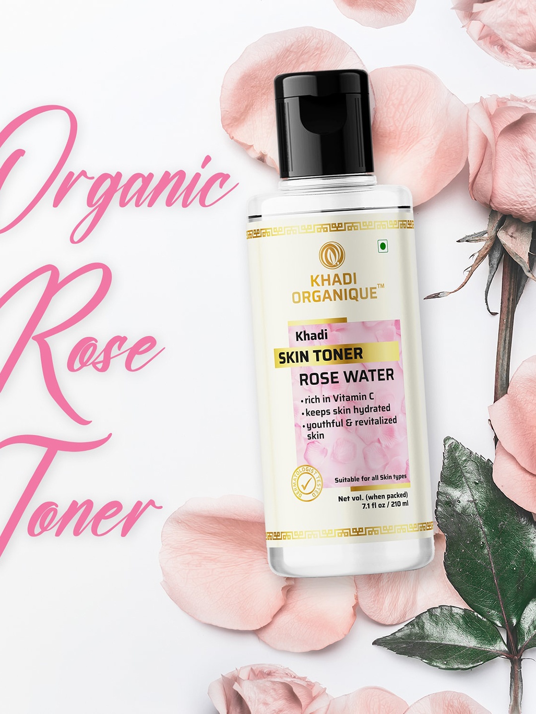 

Khadi Organique Rose Water Organic Skin Toner-210ml, Transparent