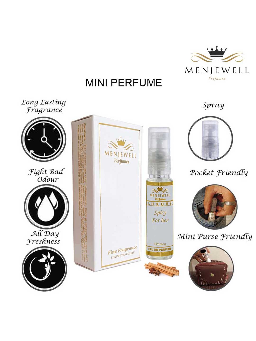 

Menjewell Women Spicy Long-Lasting Mini Eau de Parfum - 10ml, White