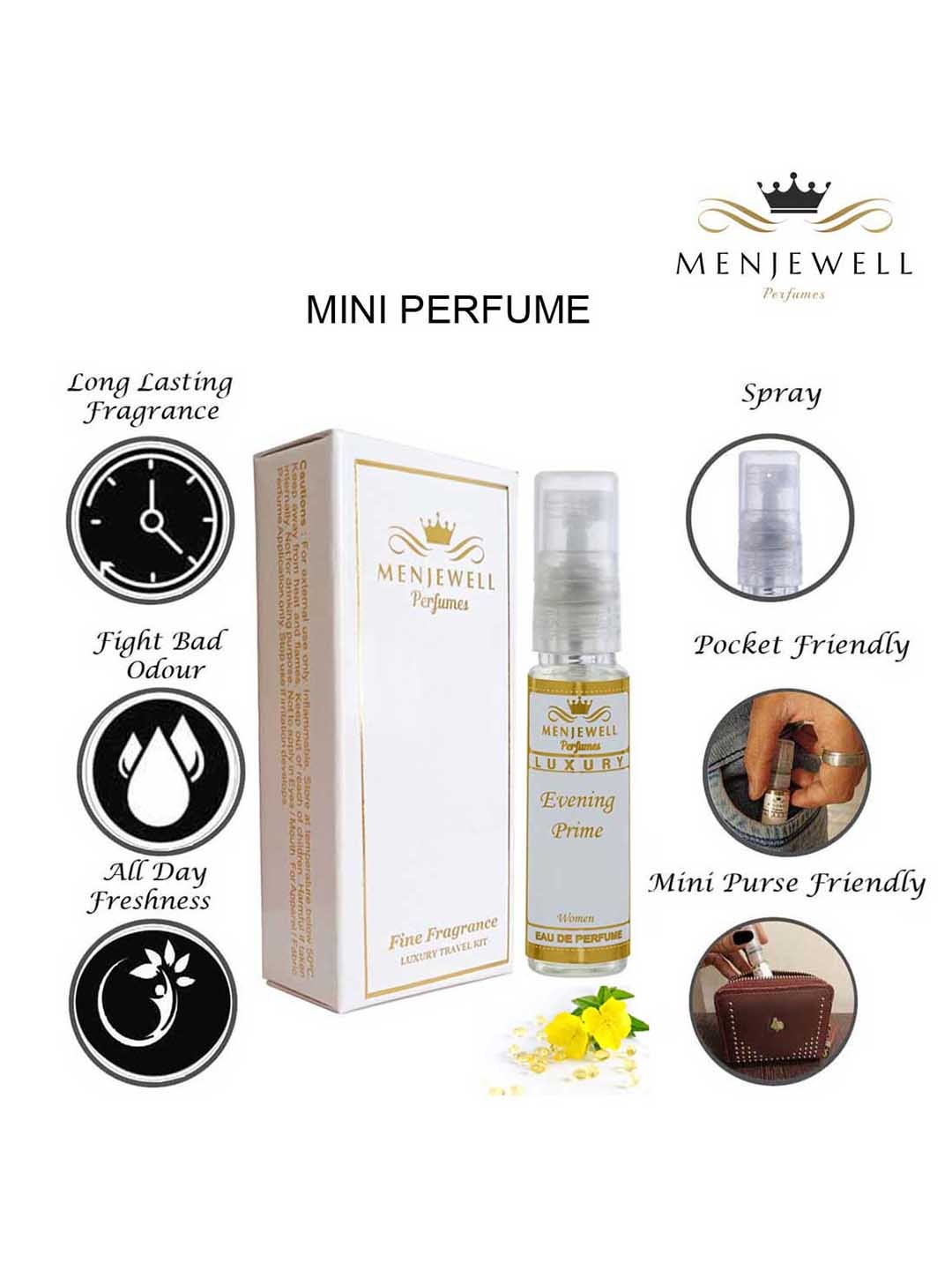 

Menjewell Women Evening Prime Long-Lasting Mini Eau de Parfum - 10ml, White