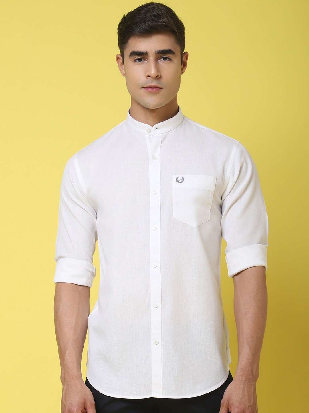 

Rodamo Slim Fit Mandarin Collar Cotton Casual Shirt, White