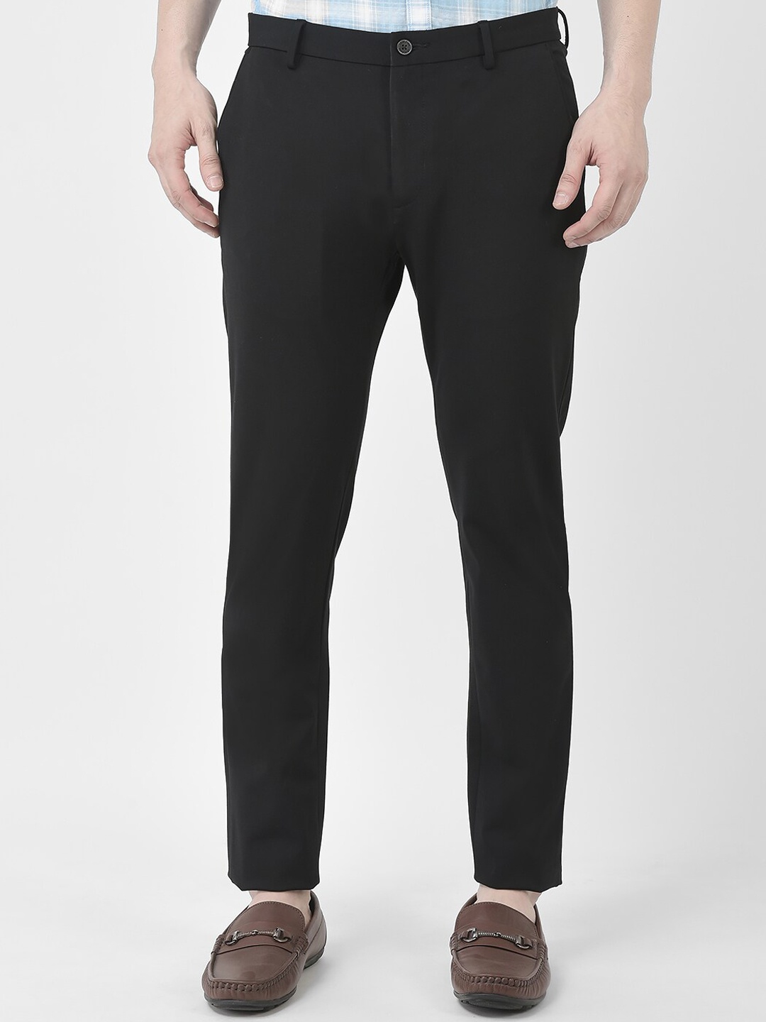 

Crimsoune Club Men Mid Rise Slim Fit Cotton Trousers, Black