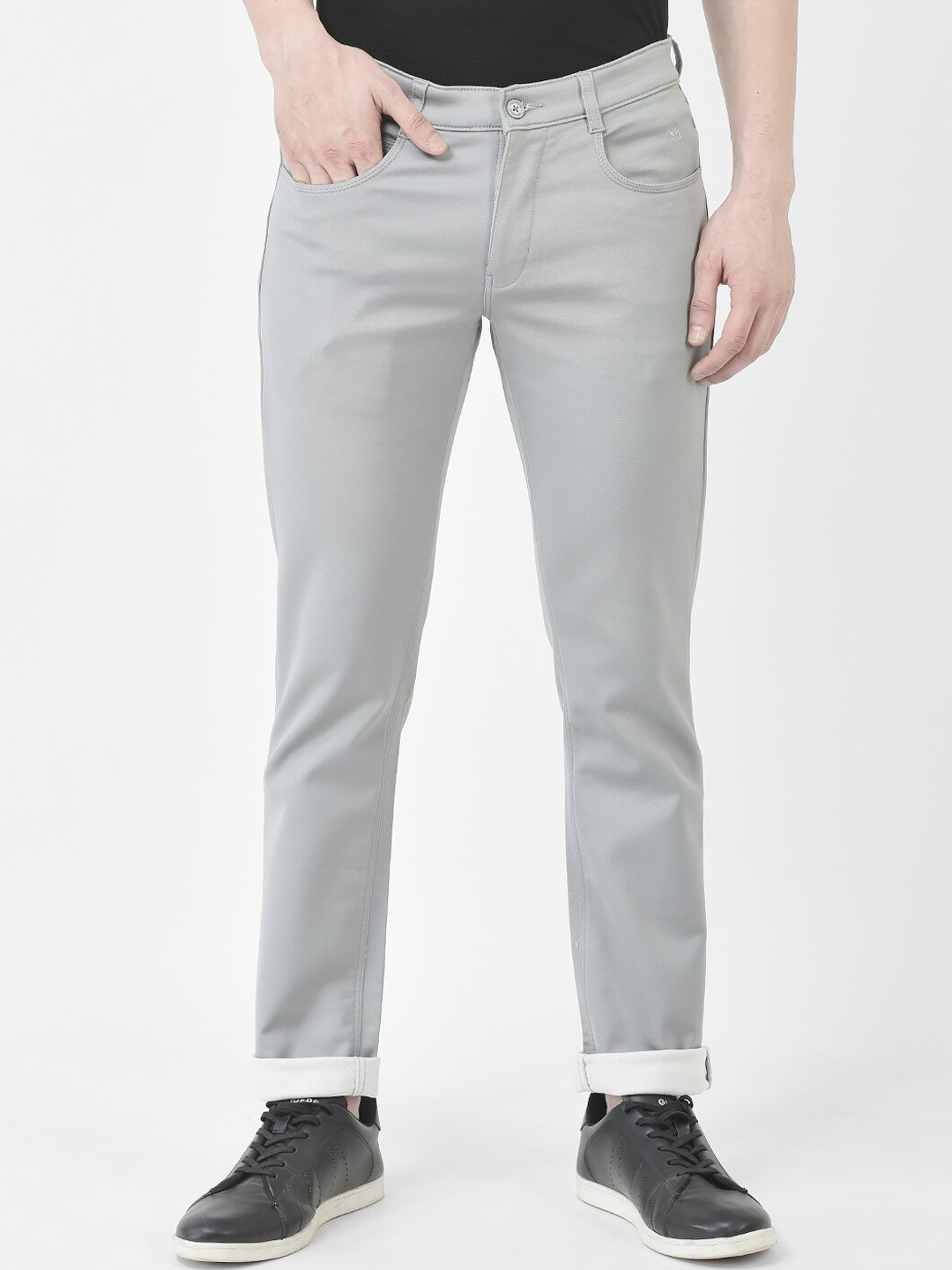 

Crimsoune Club Men Mid-Rise Slim Fit Trousers, Grey