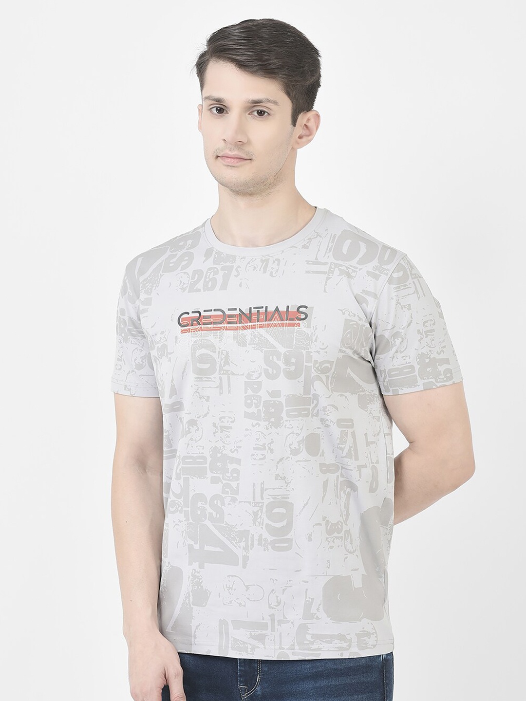 

Crimsoune Club Typography Printed T-shirt, Grey