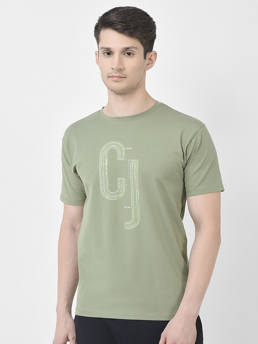 

Crimsoune Club Typography Printed T-shirt, Green