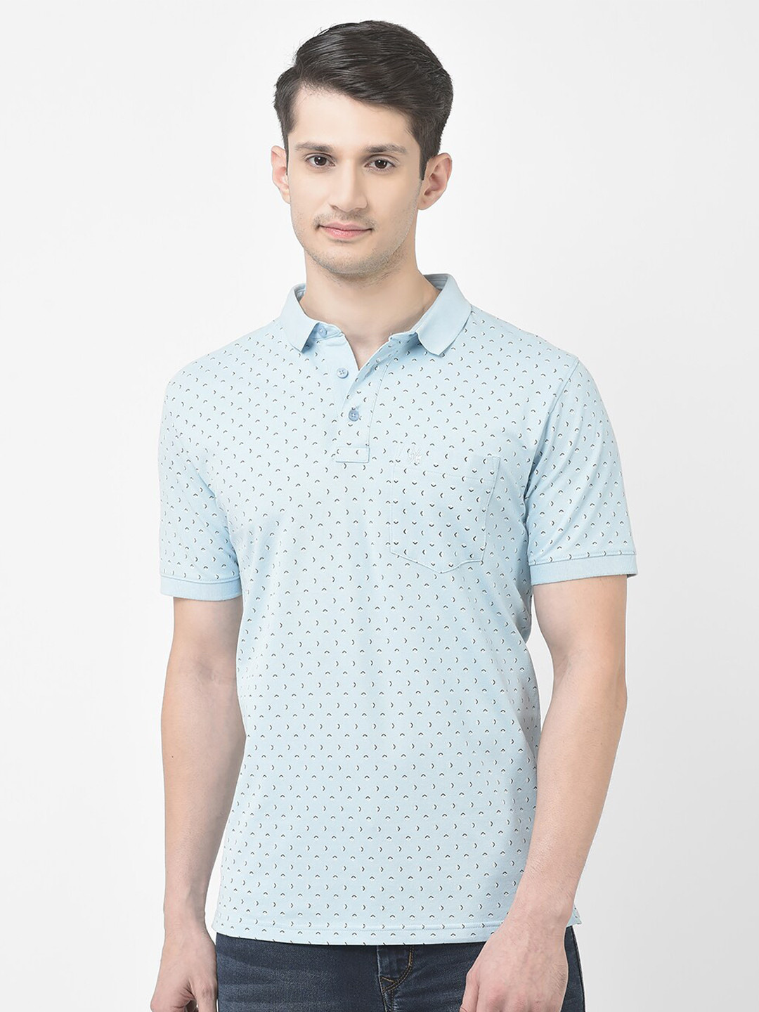 

Crimsoune Club Geometric Printed Polo Collar T-shirt, Blue