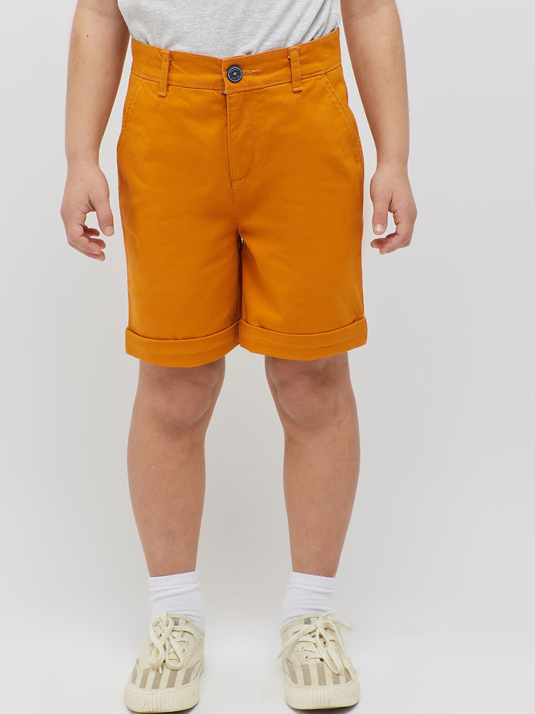 

One Friday Boys Mid Rise Cotton Shorts, Orange