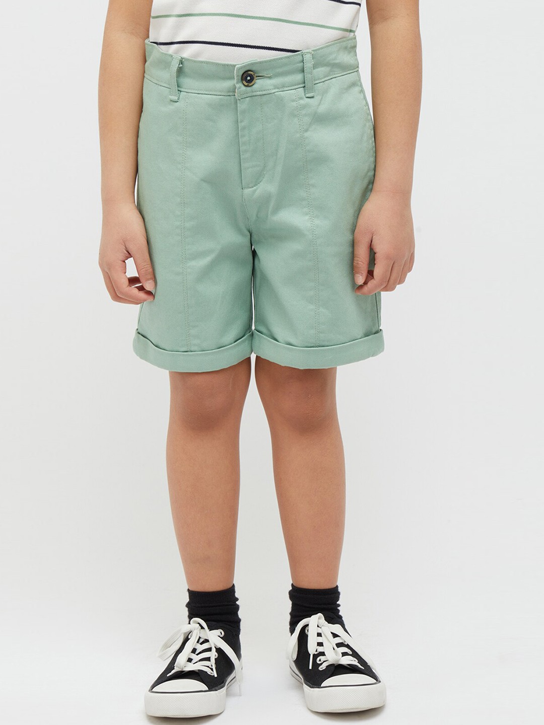 

One Friday Boys Mid Rise Cotton Shorts, Green
