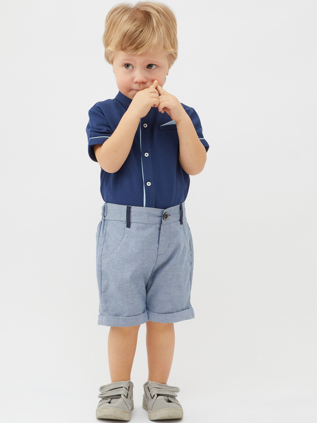 

One Friday Infants Boys Mid-Rise Pure Cotton Shorts, Blue