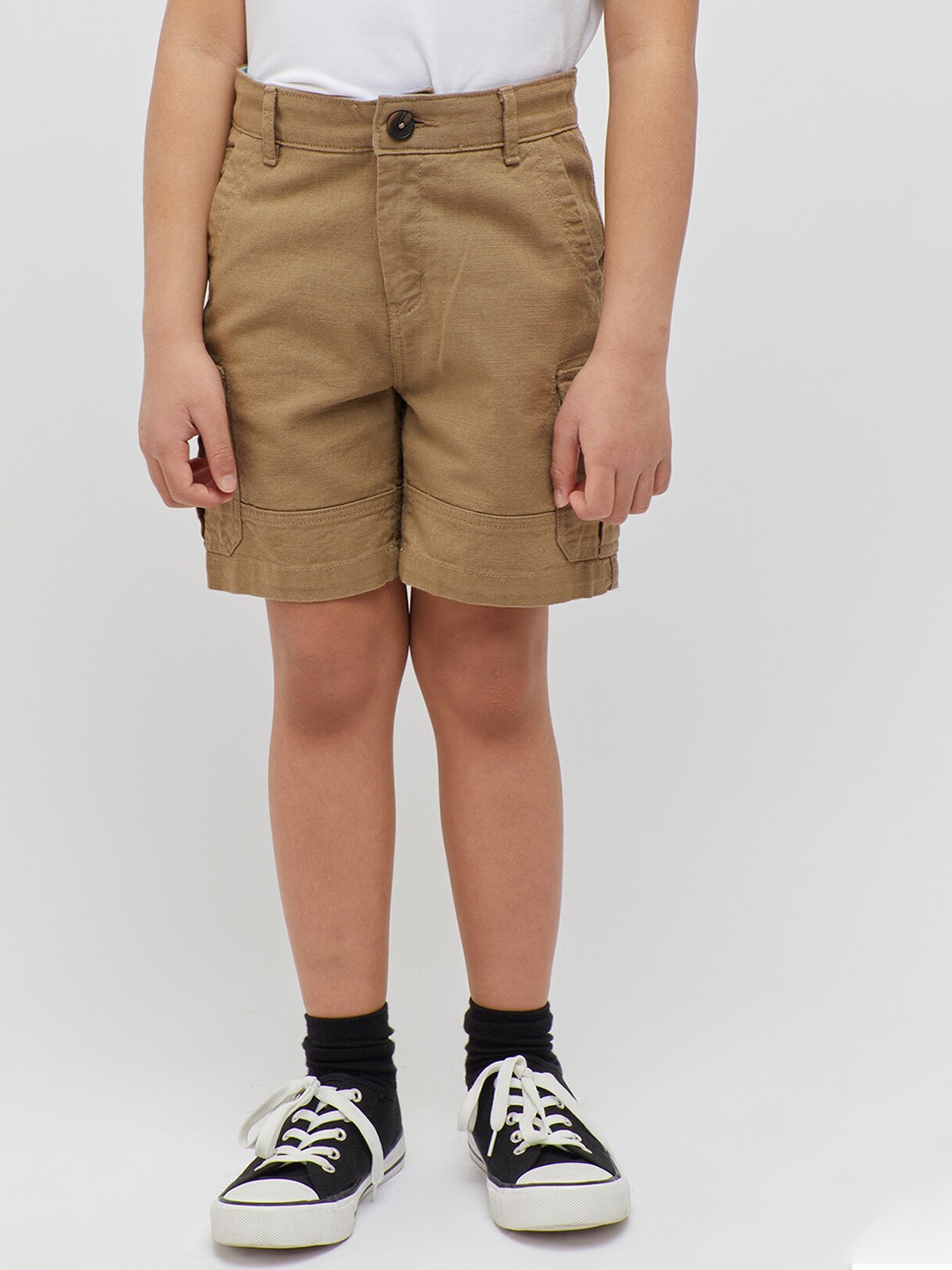 

One Friday Boys Mid-Rise Cotton Cargo Shorts, Khaki