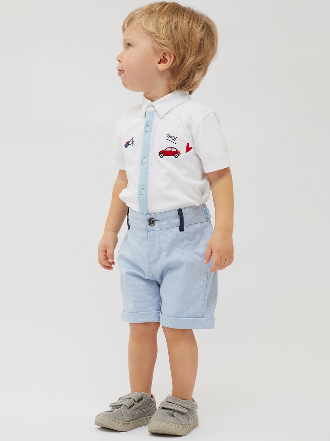 

One Friday Infants Boys Mid-Rise Pure Cotton Shorts, Blue