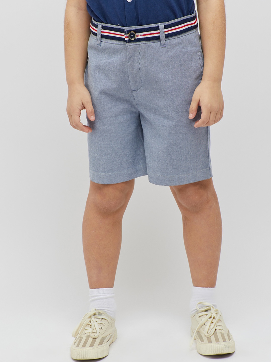 

One Friday Boys Striped Waist Cotton Shorts, Blue