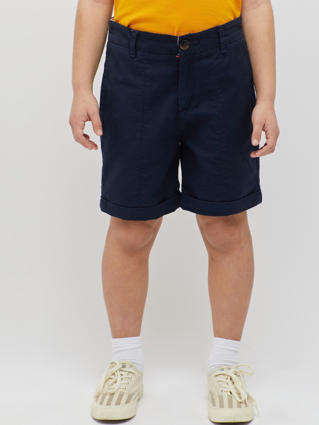 

One Friday Boys Mid Rise Cotton Shorts, Navy blue