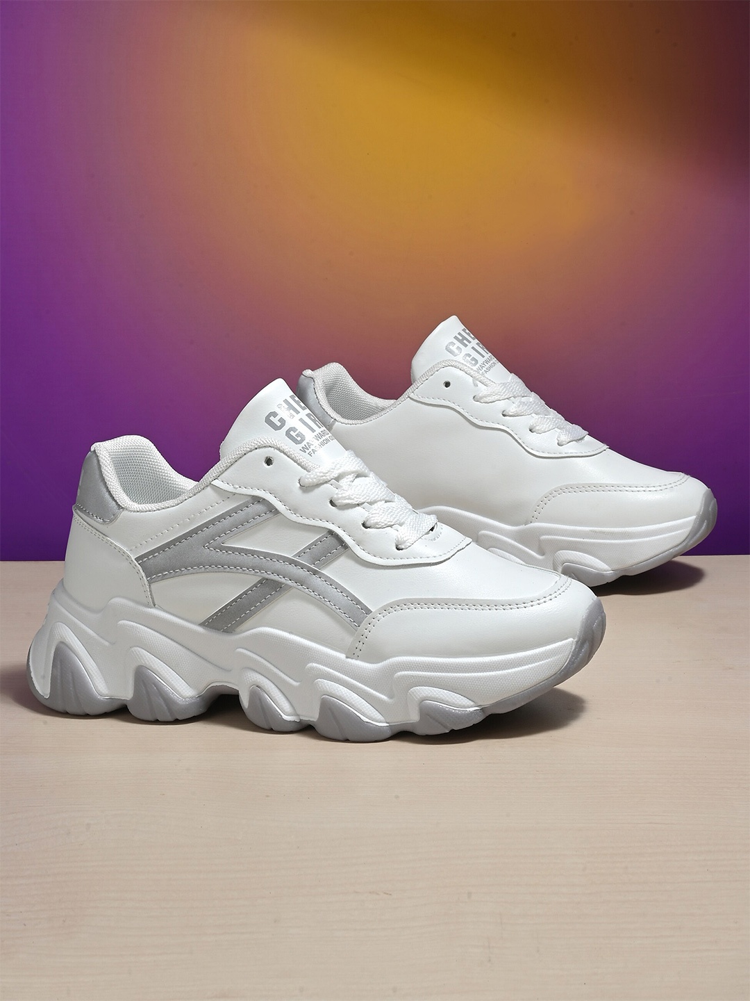 

Roadster Women White & Grey Mesh Non-Marking Walking Shoes