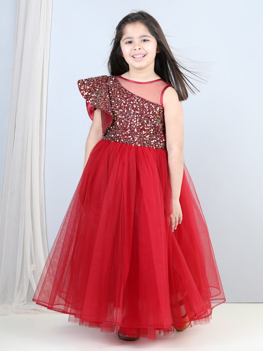 

Toy Balloon kids Girls Embellished Sleeveless Tulle Maxi Dress, Red