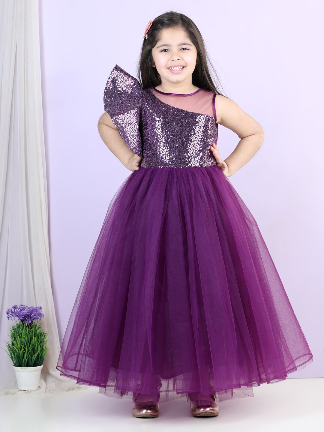 

Toy Balloon kids Girls Embellished Sleeveless Tulle Maxi Dress, Purple
