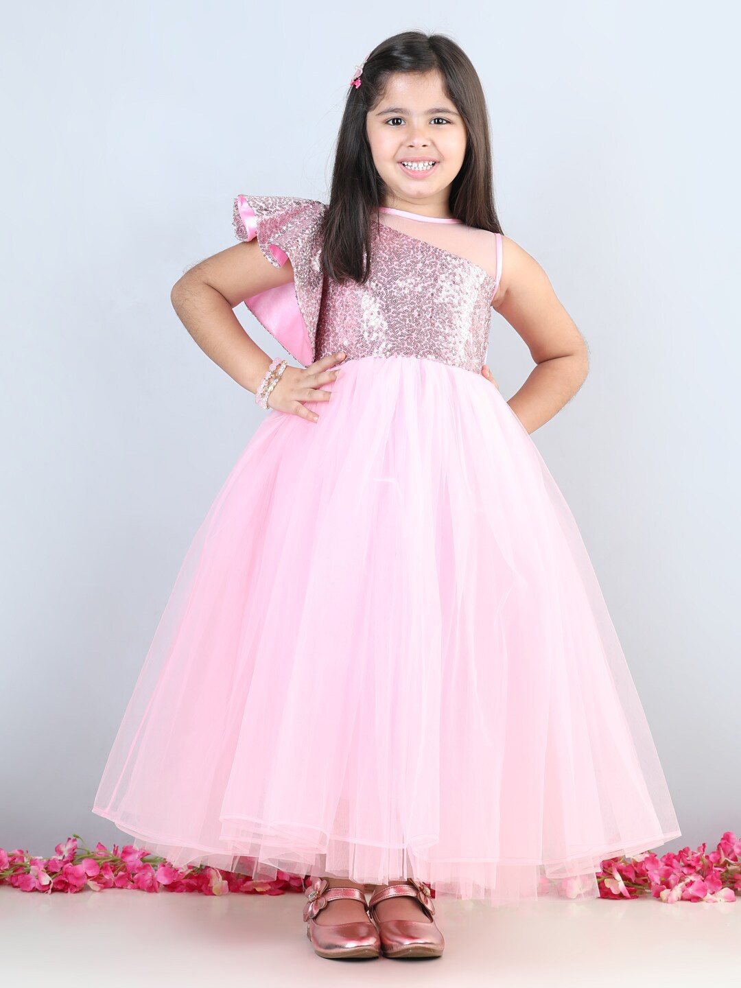 

Toy Balloon kids Girls Embellished Sleeveless Tulle Maxi Dress, Pink