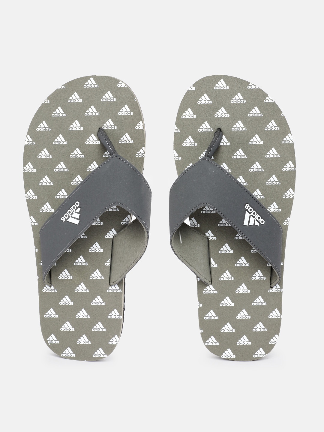 

ADIDAS Men Brand Logo Print Thong Flip-Flops, Grey