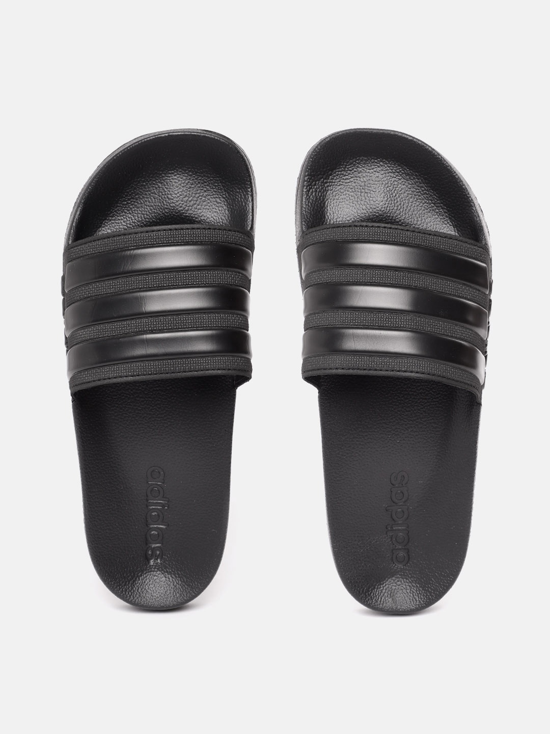 

ADIDAS Unisex Textured Sliders with Striped Detail, Black