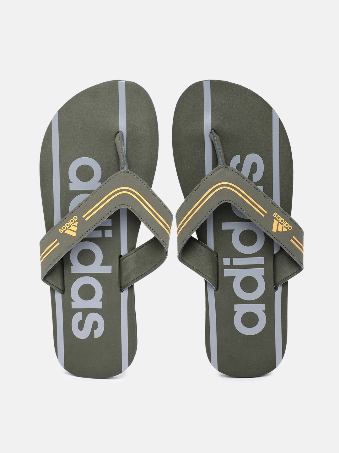 

ADIDAS Men Brand Logo Printed Glossate Thong Flip-Flops, Olive
