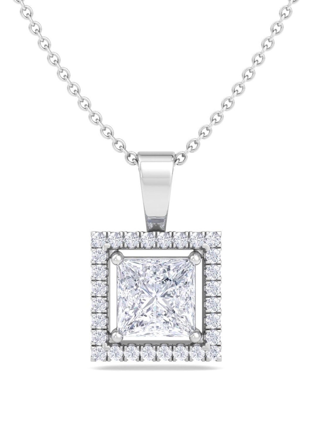 

Inddus Jewels 92.5 Sterling Silver Rhodium-Plated CZ Studded Pendant With Chain