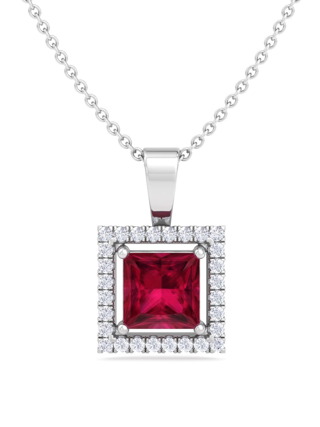 

Inddus Jewels 92.5 Sterling Silver Rhodium-Plated CZ Studded Pendant With Chain
