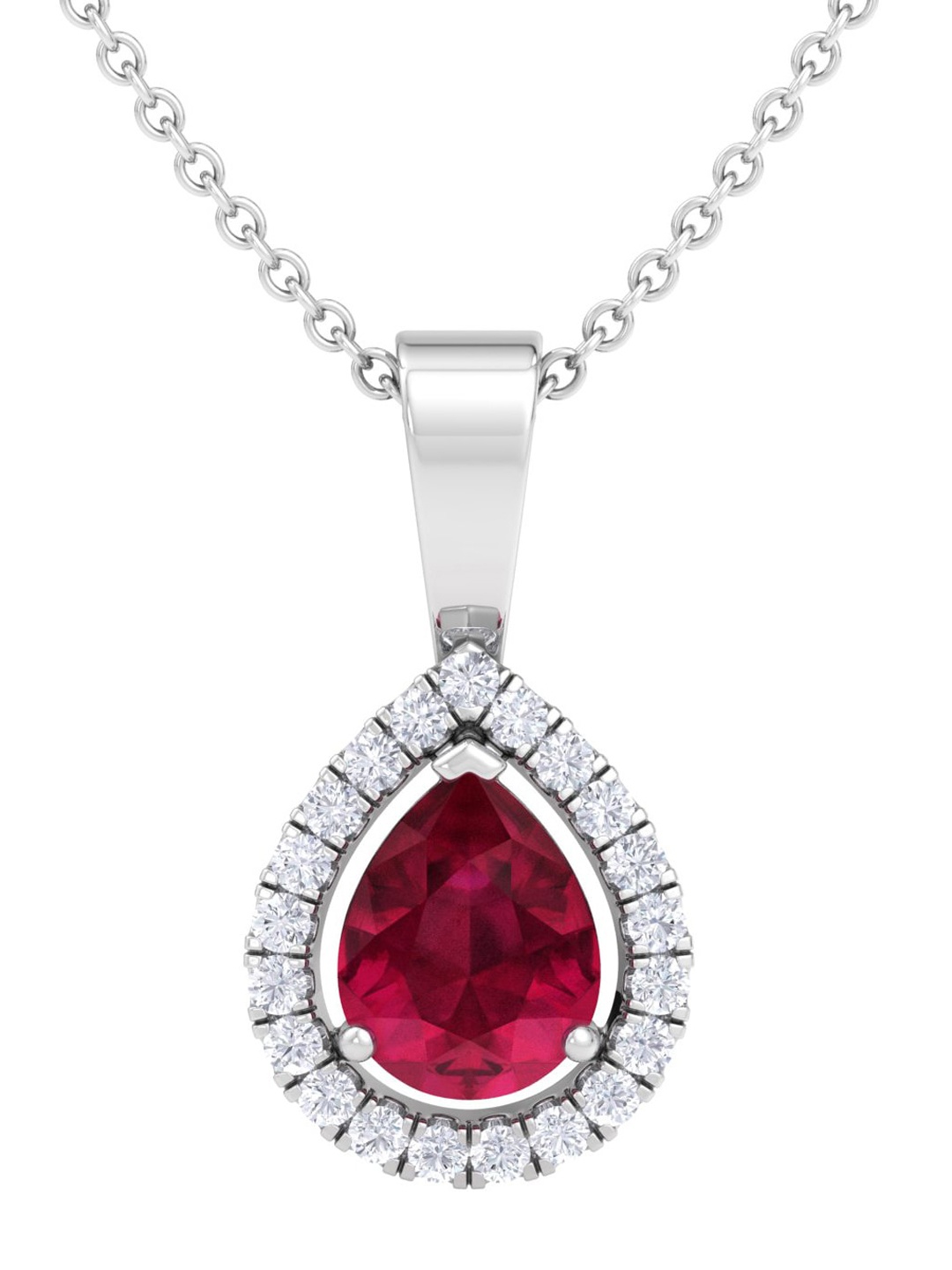 

Inddus Jewels 92.5 Sterling Silver Rhodium-Plated & CZ-Studded Pendant With Chain