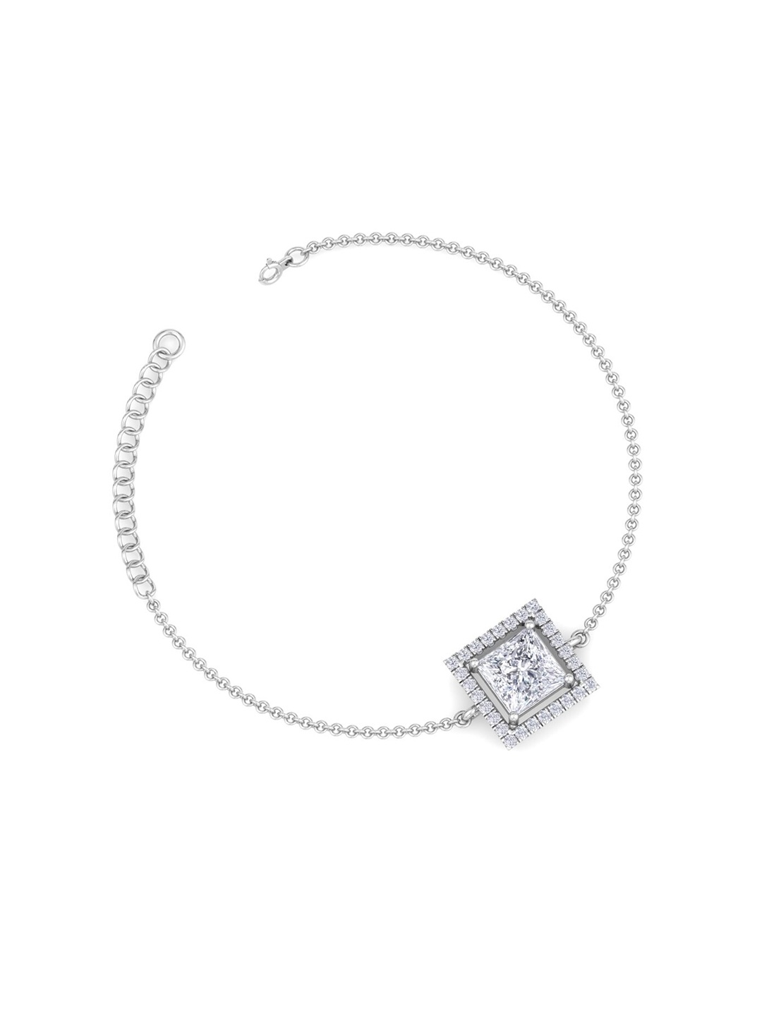 

Inddus Jewels Women Sterling Silver Cubic Zirconia Rhodium-Plated Link Bracelet