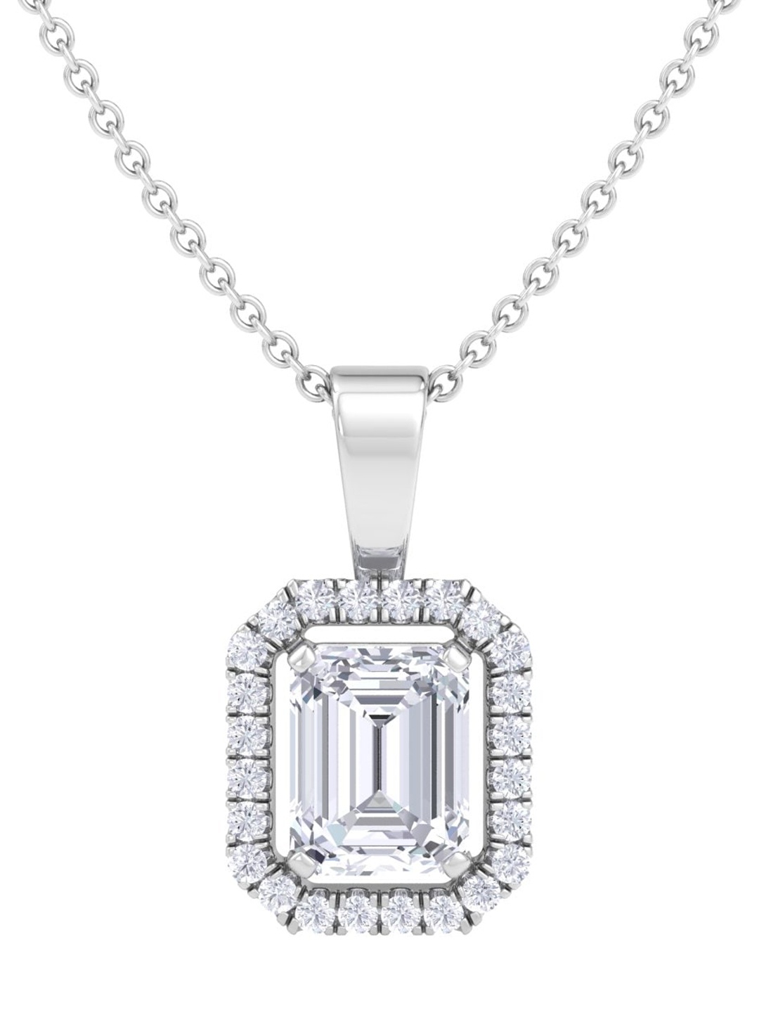 

Inddus Jewels 92.5 Sterling Silver Rhodium-Plated CZ Studded Pendant With Chain