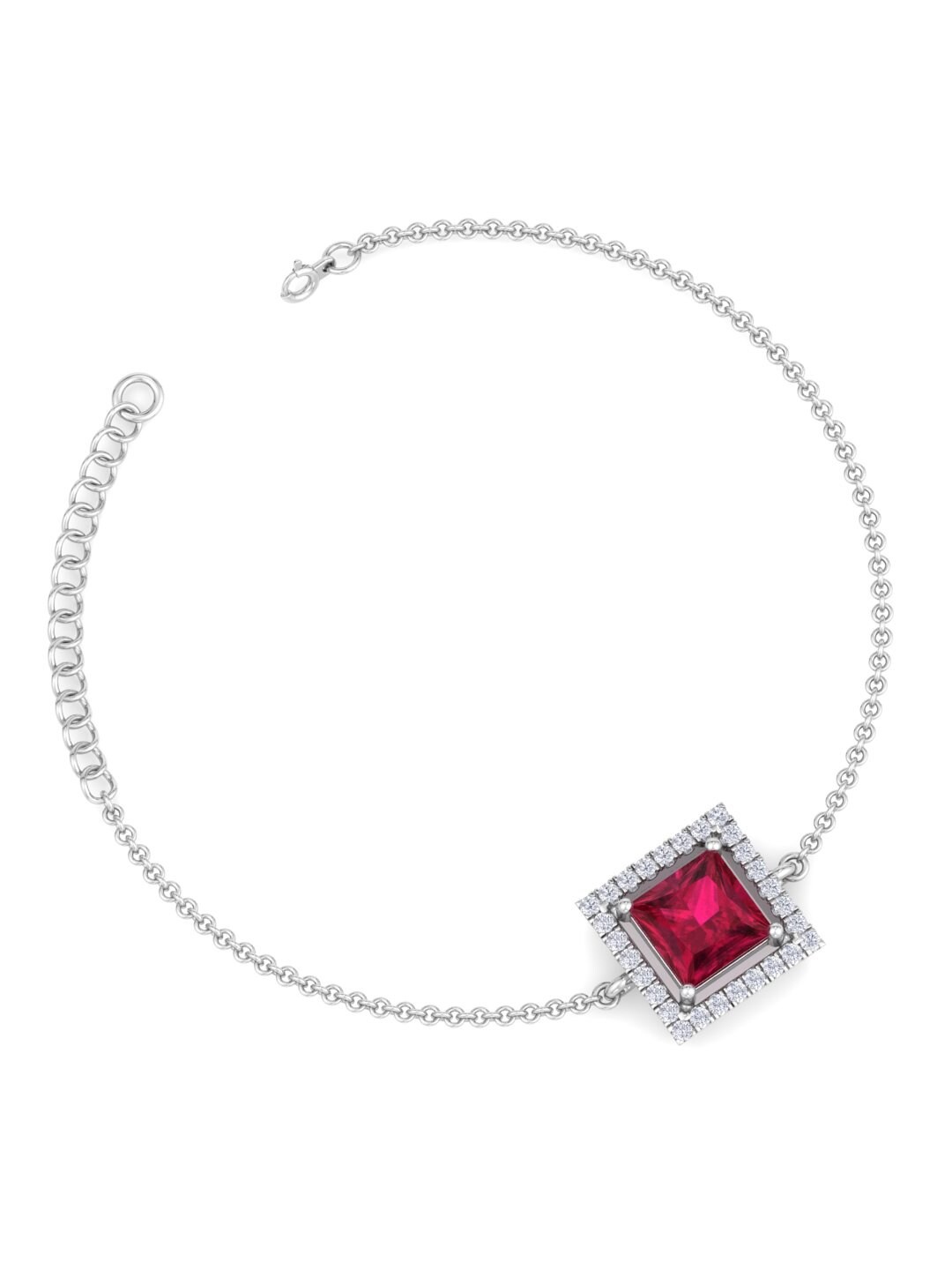 

Inddus Jewels Women Sterling Silver Cubic Zirconia Rhodium-Plated Link Bracelet