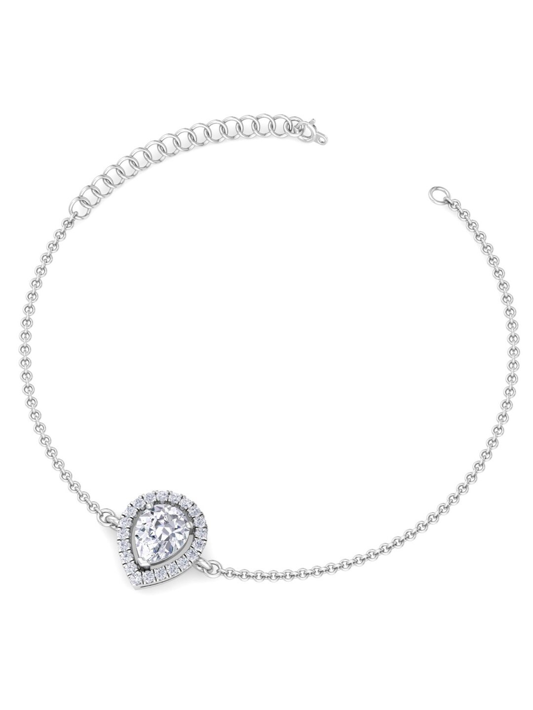 

Inddus Jewels Women Sterling Silver Cubic Zirconia Rhodium-Plated Link Bracelet