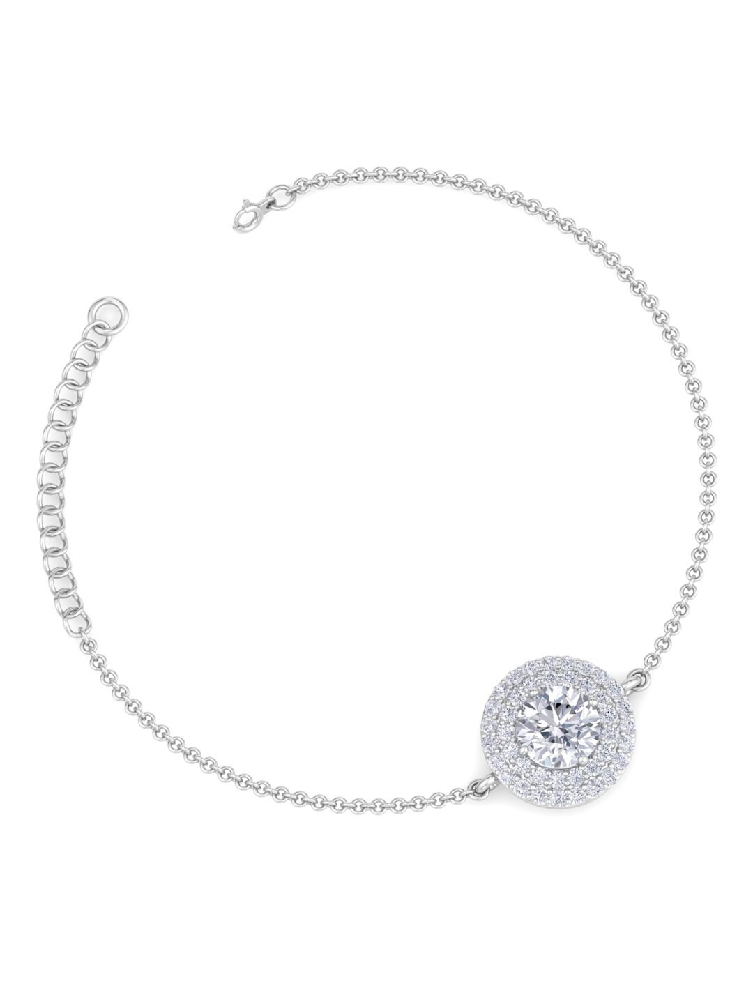 

Inddus Jewels Women Sterling Silver Cubic Zirconia Rhodium-Plated Link Bracelet