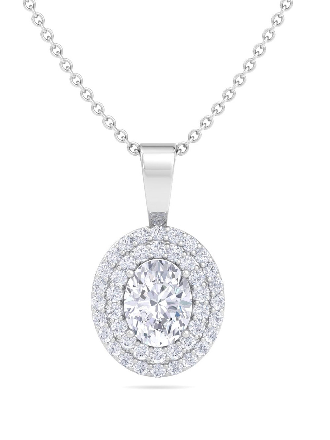 

Inddus Jewels 92.5 Sterling Silver Rhodium-Plated CZ Studded Pendant With Chain