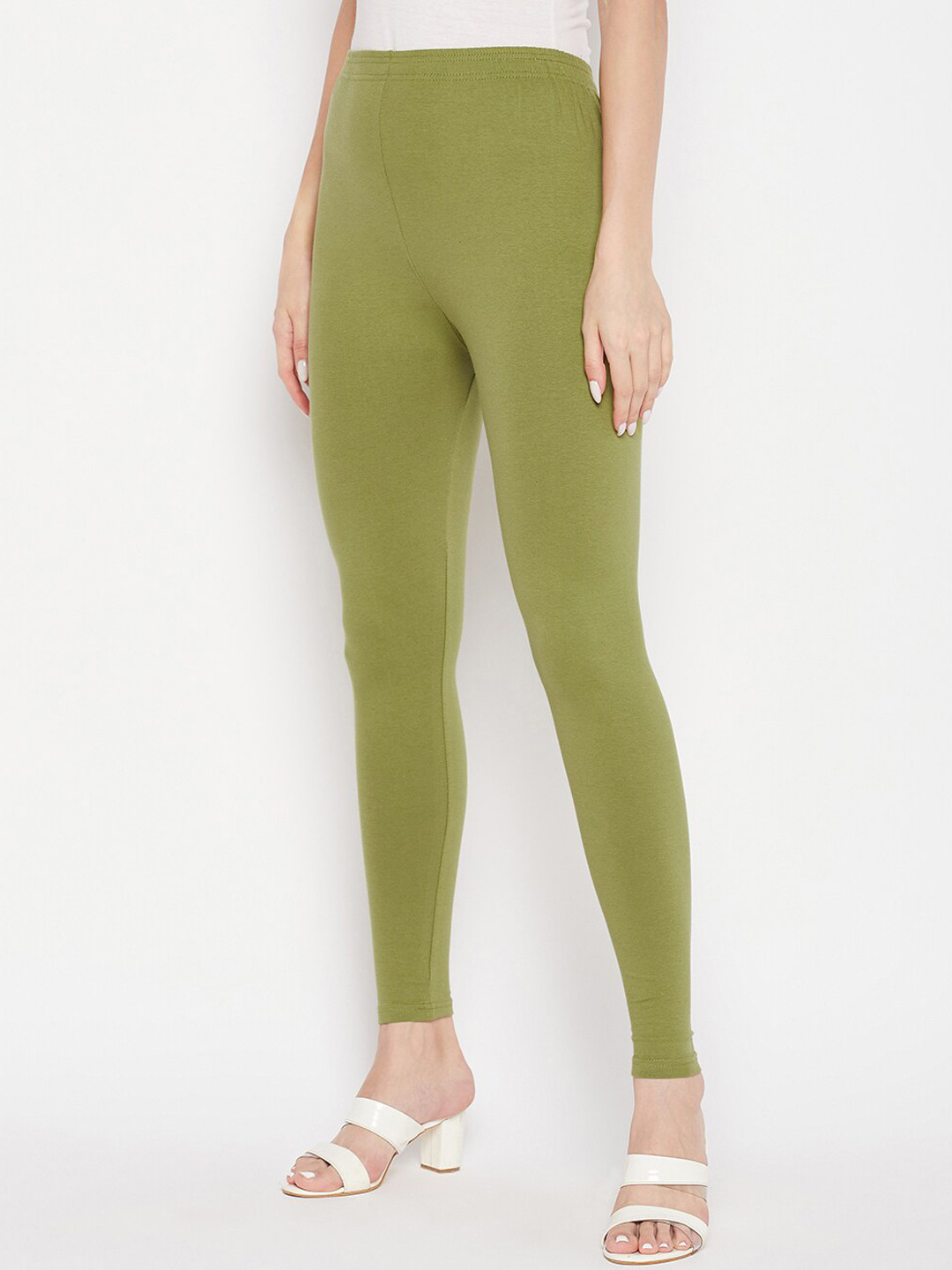 

Clora Creation Women Mid Rise Cotton Ankle Length Leggings, Olive