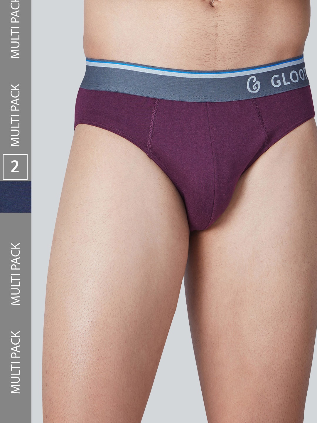 

Gloot Men Pack Of 2 Pure Cotton Basic Briefs, Navy blue
