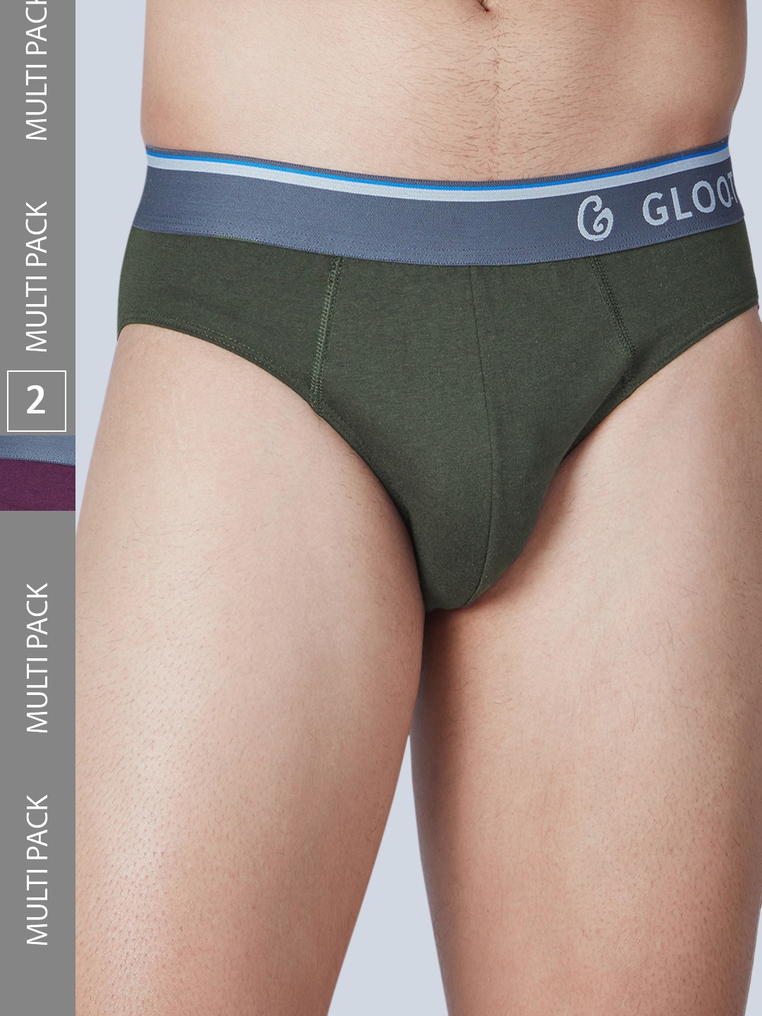 

Gloot Men Pack Of 2 Pure Cotton Basic Briefs, Green