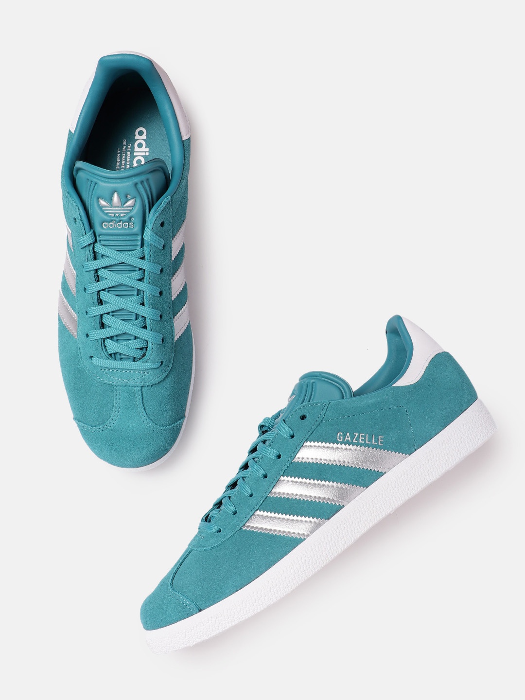 

ADIDAS Originals Women Striped Detail Suede GAZELLE Sneakers, Teal