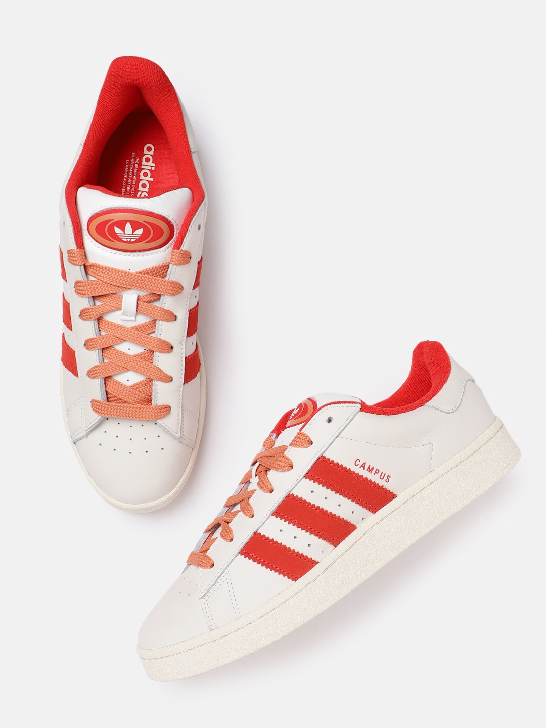 

ADIDAS Originals Men Striped Detail Leather Campus Sneakers, White