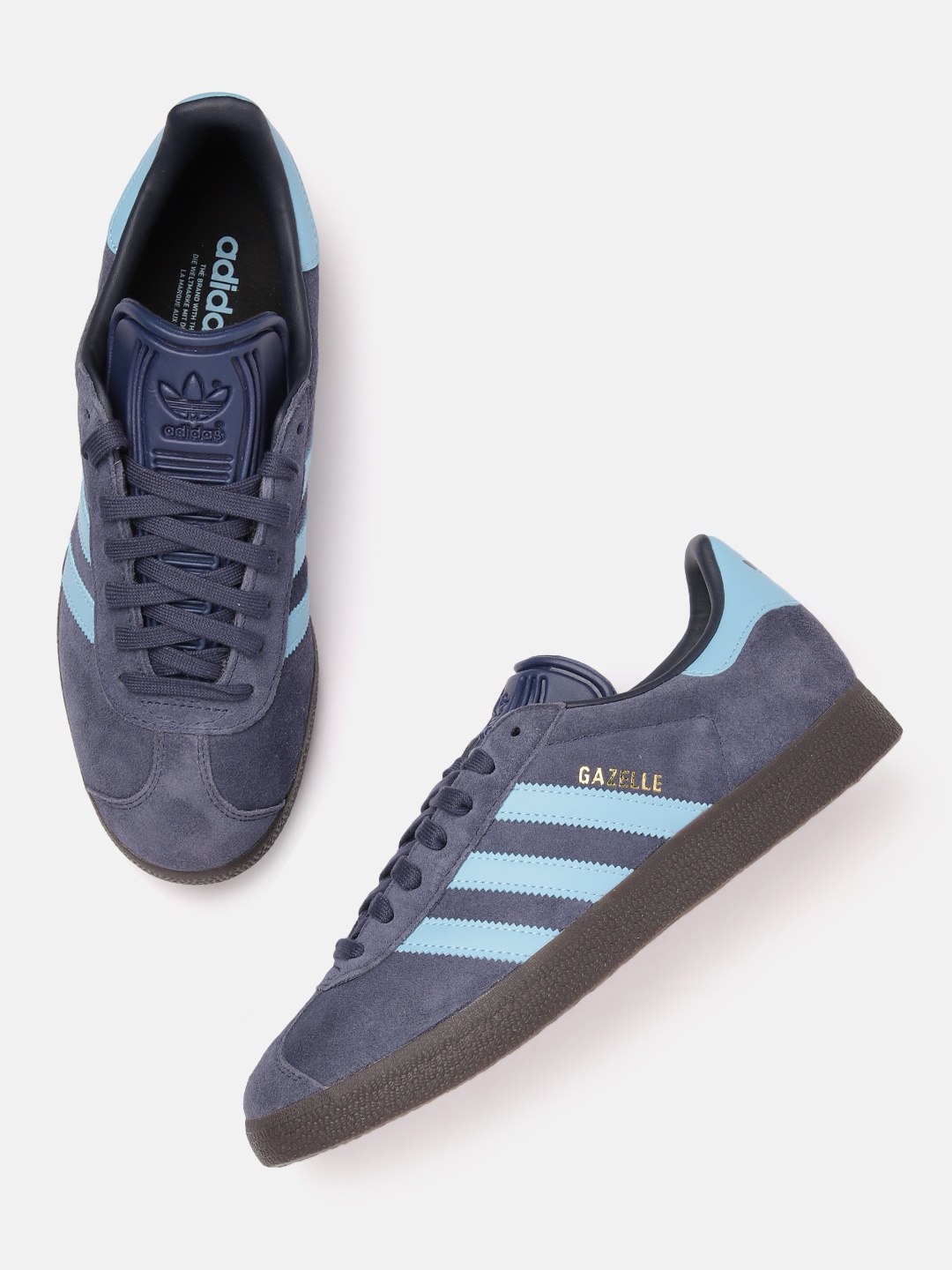 

ADIDAS Originals Men 3-Striped Suede Gazelle Sneakers, Navy blue