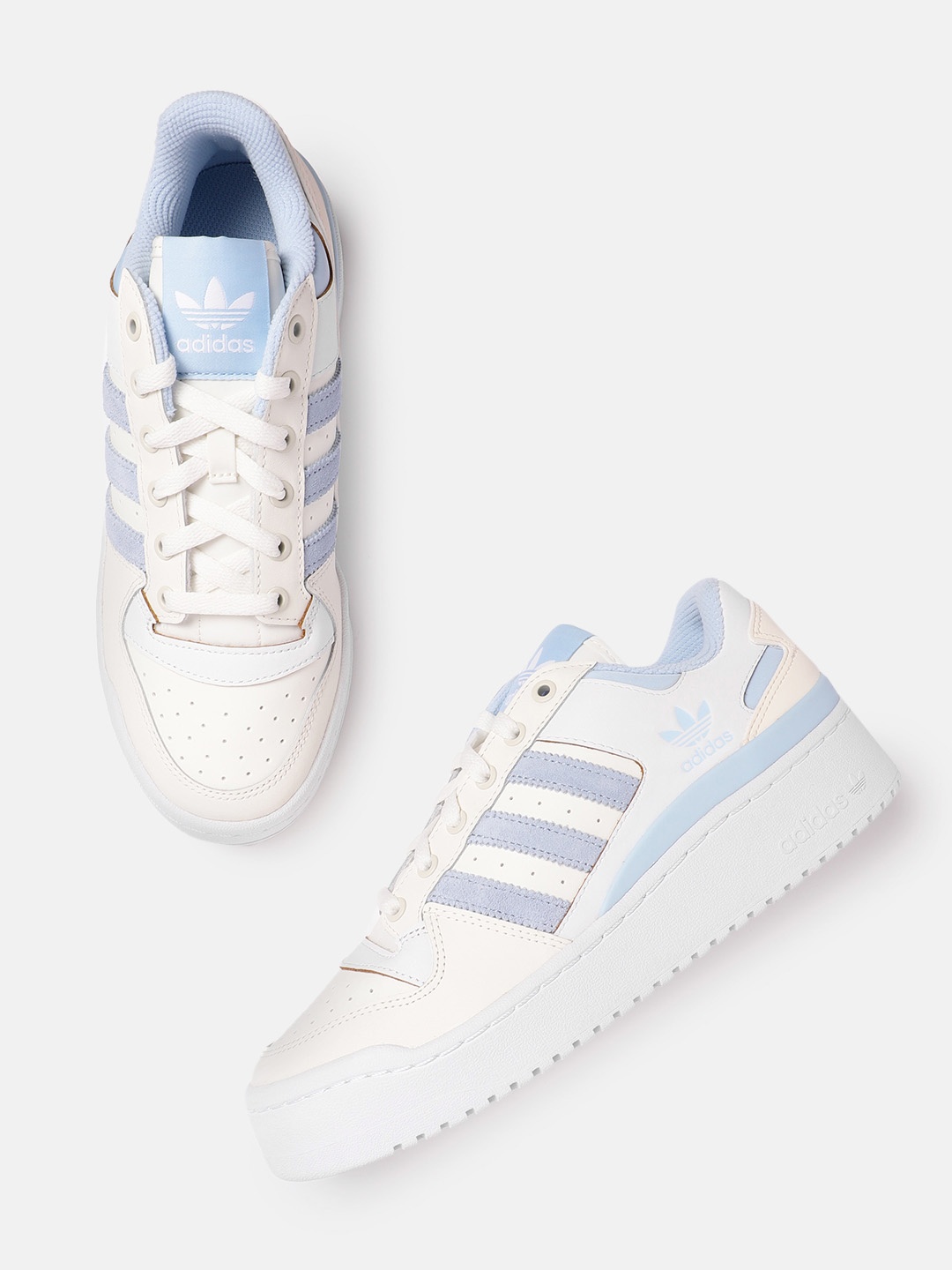 

ADIDAS Originals Women Perforated Forum Bold Stripes Sneakers, Off white